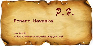 Ponert Havaska névjegykártya